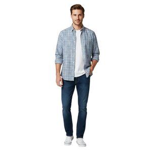 Neiman Marcus Men's Blue Plaid Trim Fit Long Sleeve Shirt Size 16½